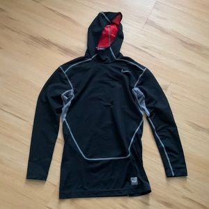 Nike Pro Combat Black Hooded Compression Top, Size Medium